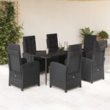  3-dijelni vrtni blagovaonski set s jastucima od poliratana crni Crna 80 cm table length | shoptok.hr