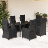  7-dijelni vrtni blagovaonski set s jastucima crni od poliratana Crna Dužina stola 160 cm | Shoptok.si