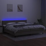  Krevet box spring s madracem LED smeđesivi 200x200 cm tkanina | shoptok.hr