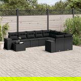 vidaXL 10-dijelni set vrtnih sofa s jastucima crni od poliratana | shoptok.hr