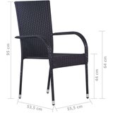  7-dijelni vrtni blagovaonski set od poliratana crni | shoptok.hr