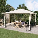 vidaXL Paviljon s stranicami in dvojno streho 3x4 m krem | Shoptok.si