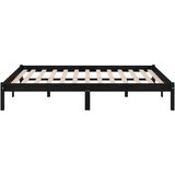 vidaXL posteljni okvir črn iz trdne borovine 135x190 cm UK Double | Shoptok.si