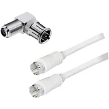 Antenski\, SAT priključni kabel [1x F-vtič - 1x F-vtič] 2.50 m 85 dB dvojno oklopljen\, bele barve (20432327)