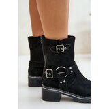 Boto Women's Low Heel Boots With Buckles Black Zudra | Shoptok.si