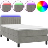  box spring s madracem LED svjetlosivi 80x200 cm baršun | shoptok.hr