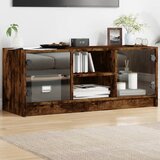  The Living Store TV omarica s steklenimi vrati dimljeni hrast 102x37x42 cm - TV Omarica, (21555579) | Shoptok.si