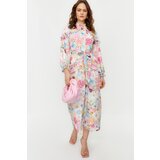 Trendyol Lilac Floral Ruffle Detailed Lined Woven Chiffon Dress Cene