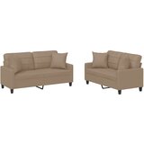  2-dijelni set sofa s jastucima boja cappuccina od umjetne kože | shoptok.hr