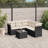  6-dijelni set vrtnih sofa s jastucima crni od poliratana | shoptok.hr