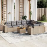 vidaXL 10-dijelni set vrtnih sofa s jastucima bež od poliratana | shoptok.hr
