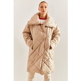 Bianco Lucci Women's Metal Buttoned Diamond Patterned Oversize Puffer Coat | Shoptok.si