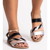 Gemre Silver-black eco leather sandals Asfoure | shoptok.hr