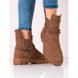 VINCEZA Women's bronze daggers on the platform made of ecological suede