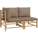 Maison Chic Seti vrtnega pohištva - Vrtna garnitura - Vrtni pohištvo set 2-delna s taupe blazinami bambus, (21810693) | Shoptok.si