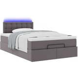 vidaXL Otomanski posteljni okvir z vzmetnico siv 120x200 cm um. usnje | Shoptok.si