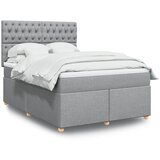  Krevet box spring s madracem svjetlosivi 140x200 cm od tkanine Slike
