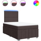vidaXL Box spring postelja z vzmetnico temno rjava 120x190 cm blago, (21307810) | Shoptok.si