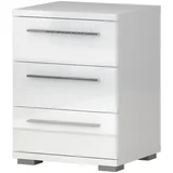 NOĆNI STO NS3/PN - kolekcija Piano - Kristalno bela/Kristalno Bela HG Lak - 45x61x40 cm