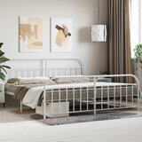  Metalni okvir kreveta uzglavlje i podnožje bijeli 200x200 cm | shoptok.hr