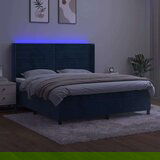  Box spring s madracem LED tamnoplavi 180x200 cm baršun | shoptok.hr