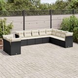  10-dijelni set vrtnih sofa s jastucima crni od poliratana | shoptok.hr