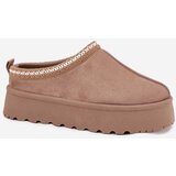 Boto Low Women's Snow Boots With Embroidery On Platform Dark Beige Narirya | shoptok.hr