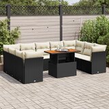 vidaXL 10-dijelni set vrtnih sofa s jastucima crni od poliratana | shoptok.hr