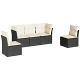  5-dijelna vrtna garnitura od poliratana s jastucima crna 62 x 62 x 69 cm | Shoptok.si