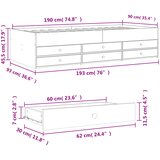  Dnevni krevet s ladicama bez madraca siva boja betona 90x190 cm | shoptok.hr