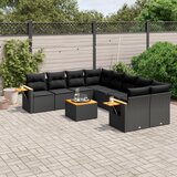 vidaXL 9-dijelni set vrtnih sofa s jastucima crni od poliratana | shoptok.hr
