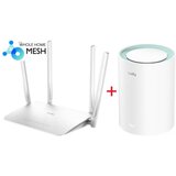 Cudy SET * WR1300 AC1200 Dual Band 2.4+5Ghz MESH Ruter + M1300 1-pack AC1200 Dual Band MESH (5183) | ePonuda.com
