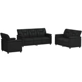  Set sofe 3 pcs Crna Umjetna koža - Crna 1-sjedalna + 2-sjedalna (120 cm) + 3-sjedalna | shoptok.hr