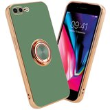 Cadorabo Ohišje, združljiv z Apple v sijajni svetlo zeleni barvi - Zlato z obročem - Zaščitni pokrov iz fleksibilnega silikona TPU, z zaščito pred kamero in držalom magnetnega avtomobila, (20602728) Cene