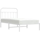  Metalni okvir za krevet s uzglavljem bijeli 100x190 cm | shoptok.hr