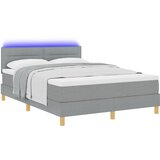 vidaXL Box Spring Postelja z Vzmetnico & LED Svetlo Svetlo Siva 140x200 cm Tkanina, (22156474) | Shoptok.si