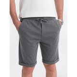 Ombre Men's structured knit elastic waistband short shorts - graphite | Eponuda.ba