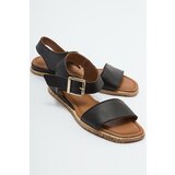 LuviShoes 713 Black Women's Sandals with Genuine Leather Cene