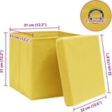 vidaXL škatle za shranjevanje s pokrovi x 10 rumene 32x32x32 cm blago | Shoptok.si