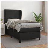  Box spring postelja z vzmetnico črn 100x200 cm umetno usnje | Shoptok.si