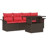  Vrtna sedežna garnitura z blazino 5 pcs Rjava Poly ratan, (5000021488) | Shoptok.si
