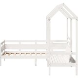  Dnevna postelja s klopjo in streho bela 80x200cm trdna borovina | Shoptok.si
