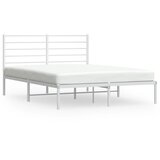 Maison Chic Kovinski Posteljni okvir - Dvoposteljna postelja - Zakonska postelja z vzglavjem bel 135x190 cm, (21693164) | Shoptok.si
