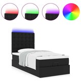 vidaXL Otomanski posteljni okvir z vzmetnico črn 100x200 cm um. usnje | Shoptok.si