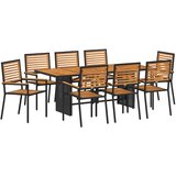 vidaXL Komplet za jedilnico v vrtu 9 pcs Črna in rjava poli ratan, (5000288418) | Shoptok.si