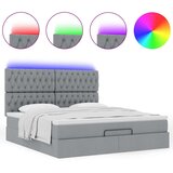  Otomanski krevet s madracem&LED svijetlosivi 180x200cm tkanine | shoptok.hr