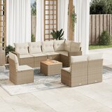 vidaXL 9-dijelni set vrtnih sofa s jastucima bež od poliratana | shoptok.hr
