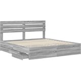  Krevetna konstrukcija Siva Sonoma 200 x 200 cm Inženjersko Drvo 206 x 203 x 100 cm | Shoptok.si