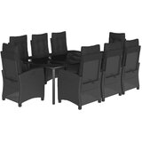  9-dijelni vrtni blagovaonski set s jastucima crni od poliratana Crna Dužina stola 200 cm | Shoptok.si