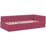 vidaXL Kotna postelja vinsko rdeča 80 x 200 cm Samet in sodobno leseno | Shoptok.si
